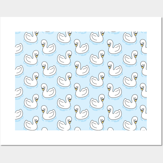 Swan Bird Cute Animal Pattern Wall Art by Printable Pretty